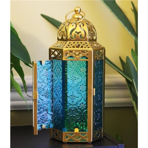 LANTERNS Gold Moroccan Candle Lantern Decorative Candle Holder - Picture 4 of 7